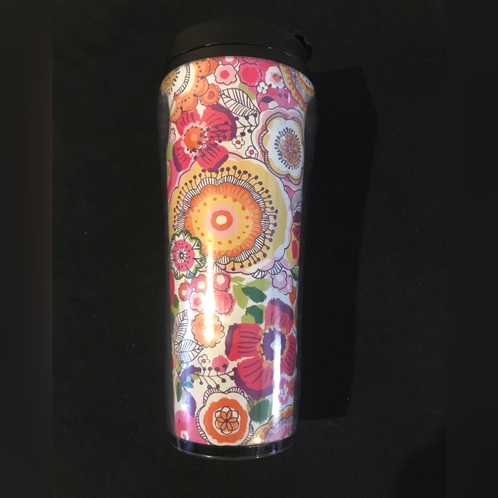 Vera Bradley Clemintine Thermal Travel Mug, Double Wall Insulated Cup, 16 Ounce
